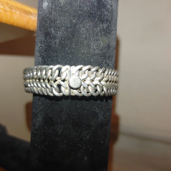 Sterling Silver Mexico Bracelet Simulated Purple Cats Eye Gemstone 925 Jewelry - Picture 5 of 16